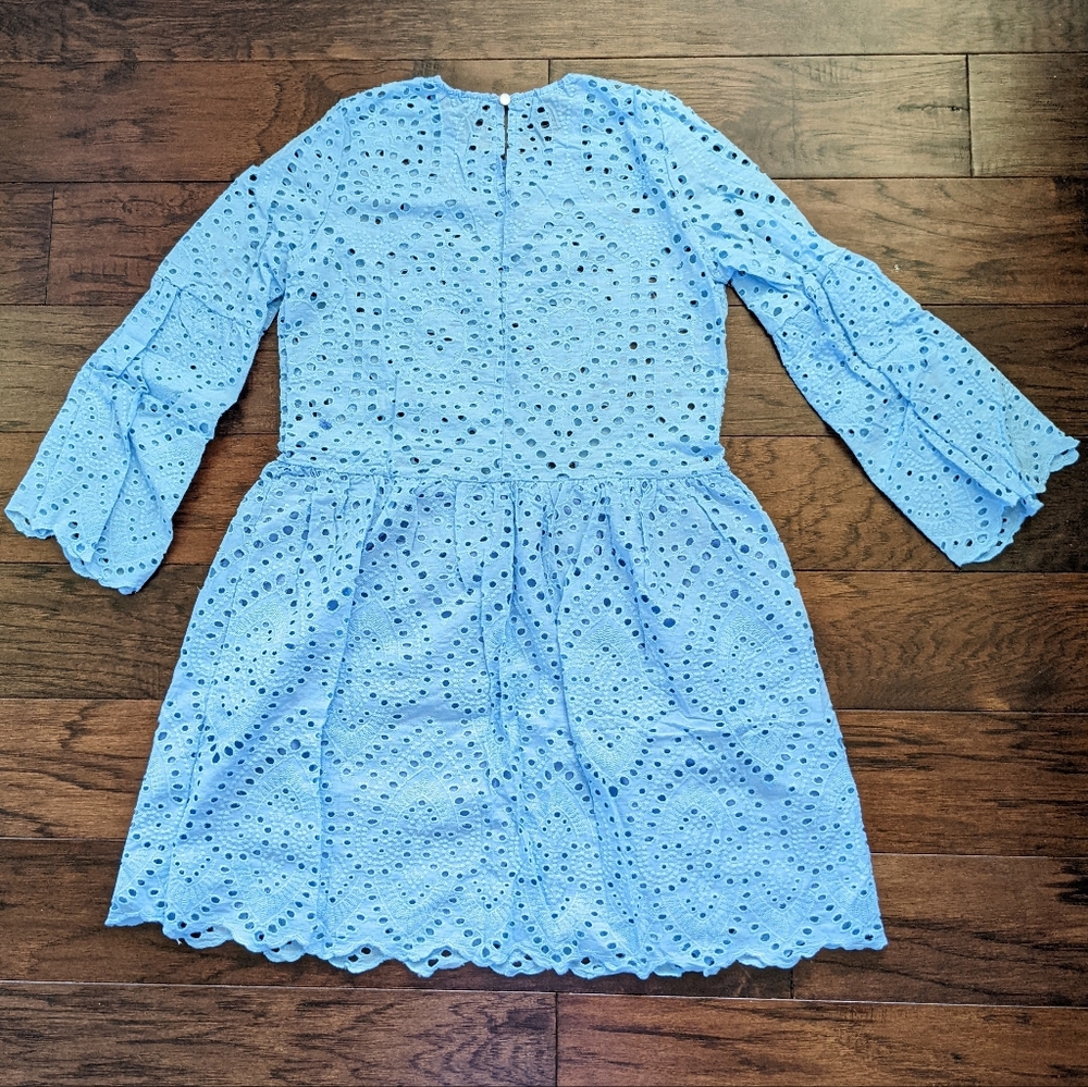 NWOT Eyelet Dress Blue with Bell Sleeves - Picture 3 of 6